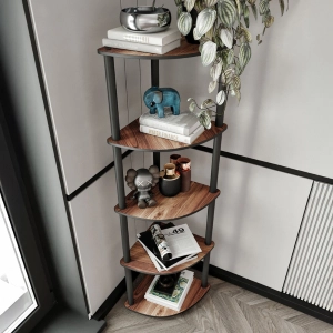 Libreria moderna angolo design colonna 34xH139 cm noce Riven
