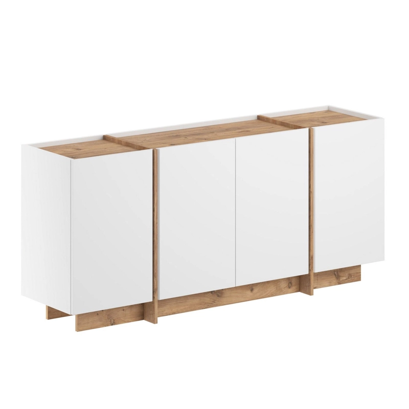 Credenza madia moderna soggiorno design 4 ante 180xH80 cm pino bianco Belvar
