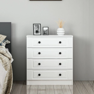 Comò cassettiera moderna camera da letto 72xH77 cm bianco Clifton