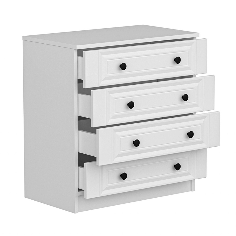 Comò cassettiera moderna camera da letto 72xH77 cm bianco Clifton