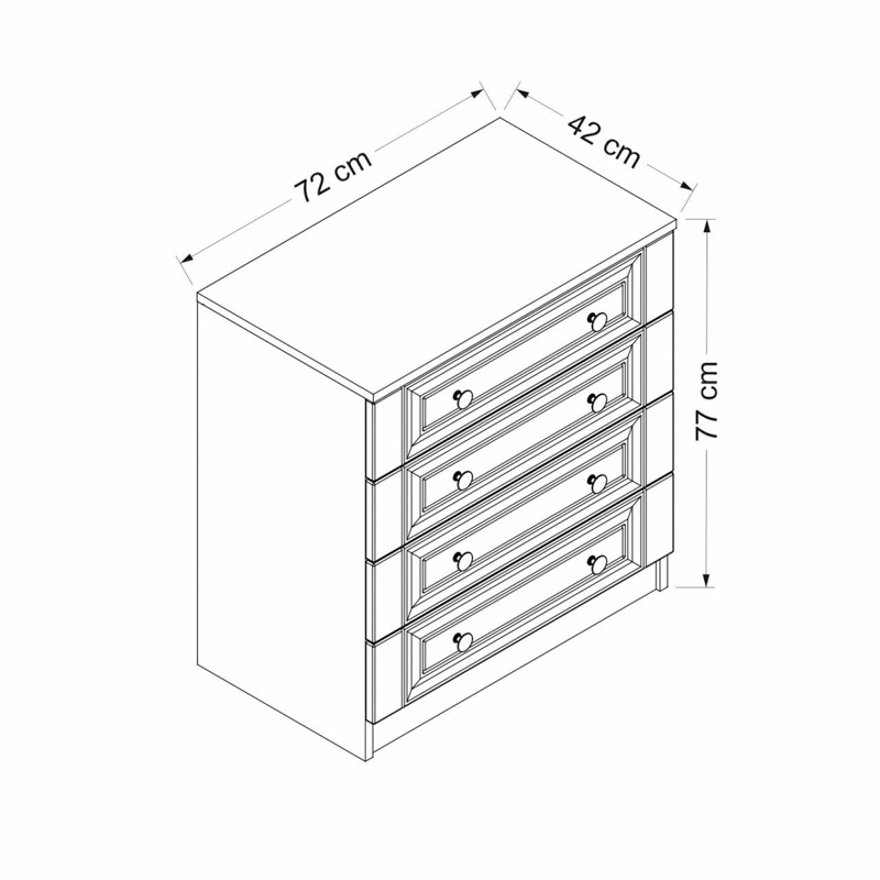 Comò cassettiera moderna camera da letto 72xH77 cm bianco Clifton
