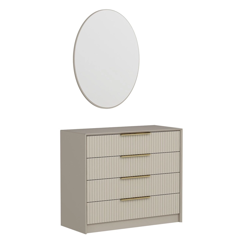 Comò cassettiera moderna specchio camera da letto 100xH85 cm beige Dalton big