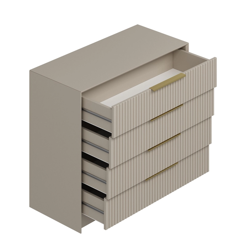 Comò cassettiera moderna specchio camera da letto 100xH85 cm beige Dalton big