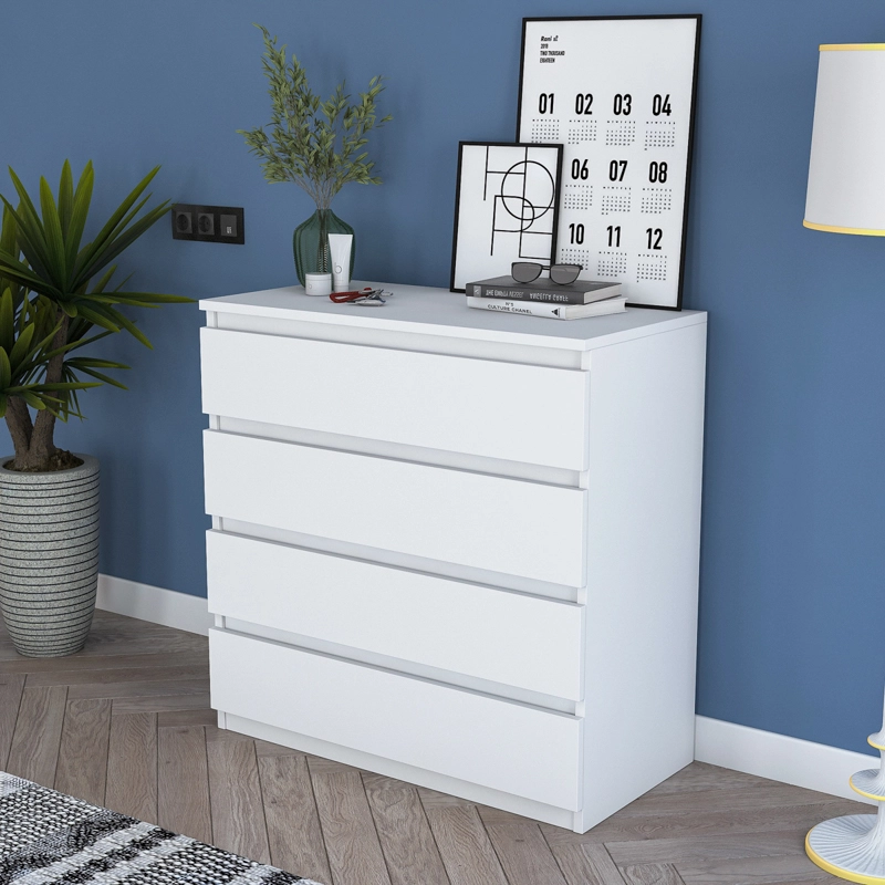 Comò cassettiera moderna camera da letto 80xH97 cm bianco Birch