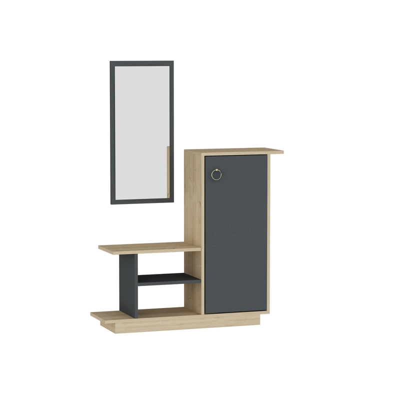 Mobile ingresso moderno 80xH90 specchio appendiabiti rovere antracite Fresh
