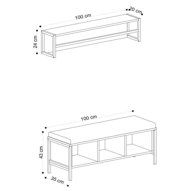 Mobile ingresso moderno design 100cm appendiabiti rovere Valley