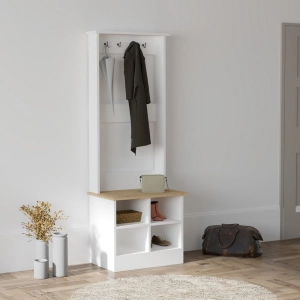 Mobile ingresso moderno design 64xH175 appendiabiti bianco Kent