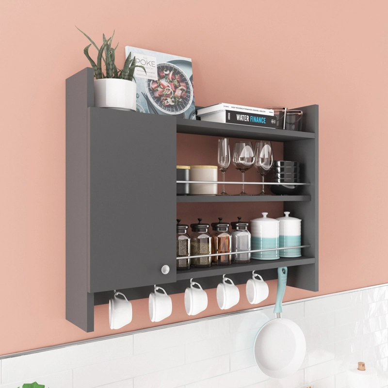 Mobile cucina portaspezie sospeso design multiuso anta 85xH65 antracite Server