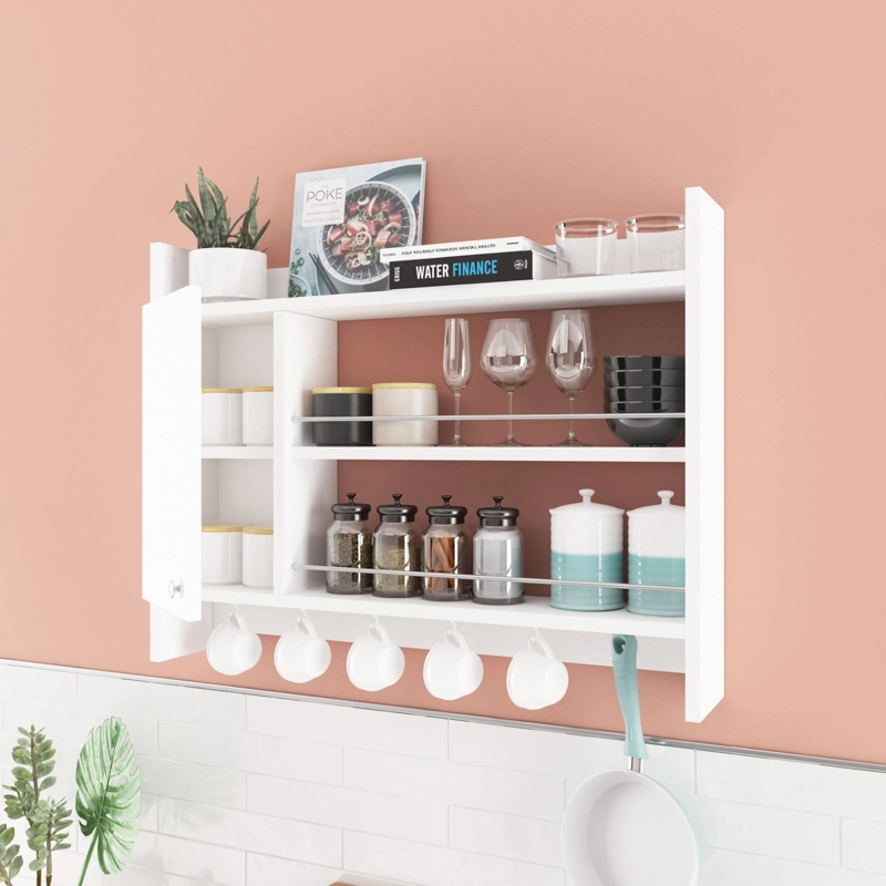 Mobile cucina portaspezie sospeso design multiuso anta 85xH65 bianco Server