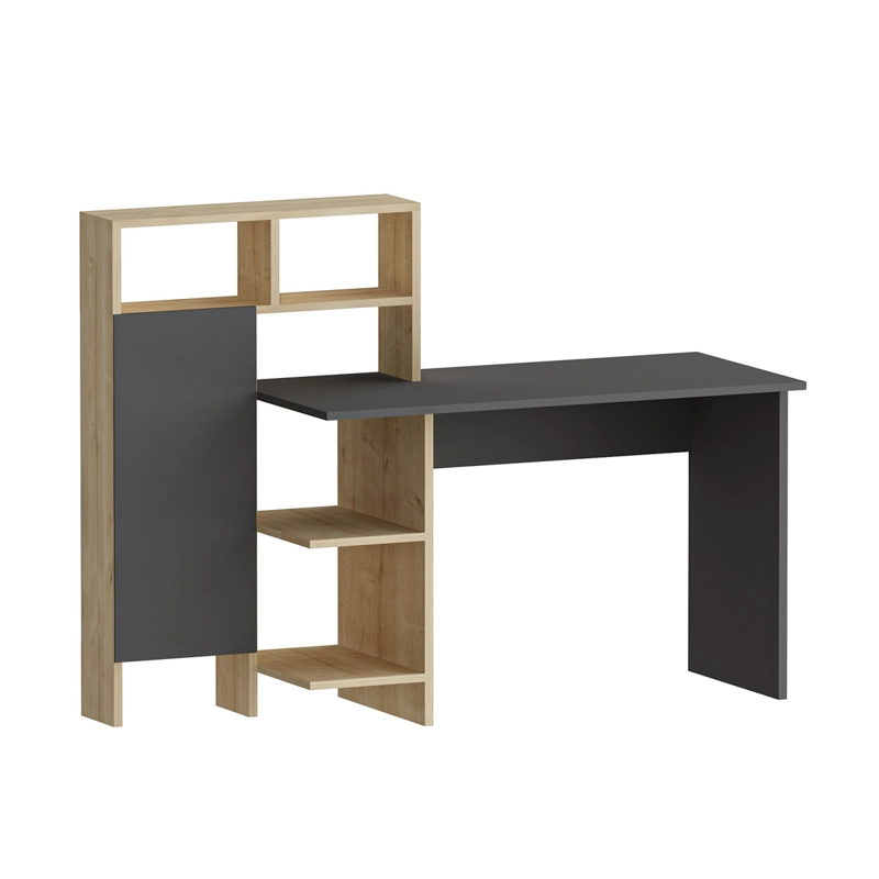 Scrivania moderna attrezzata libreria ufficio 136xH112 cm rovere antracite Orbit