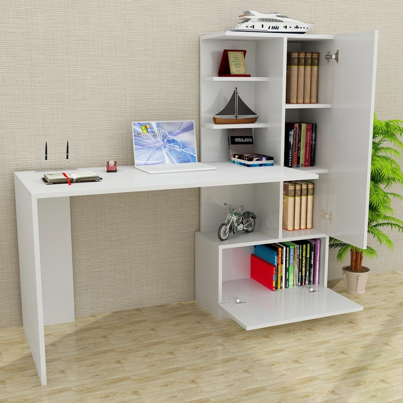 Scrivania moderna attrezzata libreria ufficio 150xH120 cm bianco Concept-D
