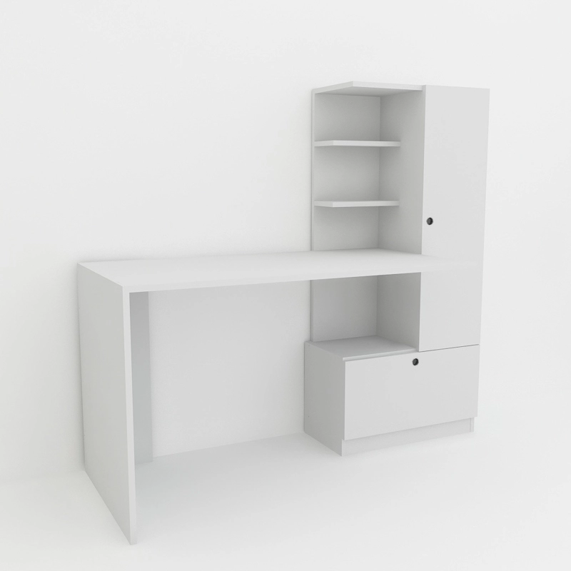 Scrivania moderna attrezzata libreria ufficio 150xH120 cm bianco Concept-D