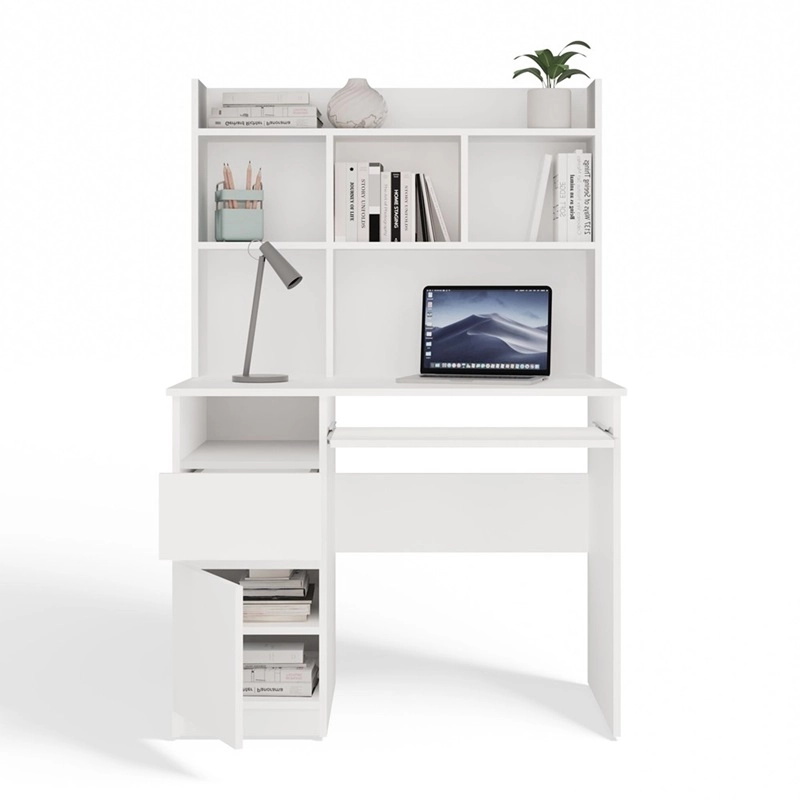 Scrivania attrezzata moderna 1 anta 1 cassetto 9xH145 sinistra bianco Tour