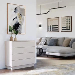 Credenza madia moderna comò 4 cassetti 85xH84 beige Alba