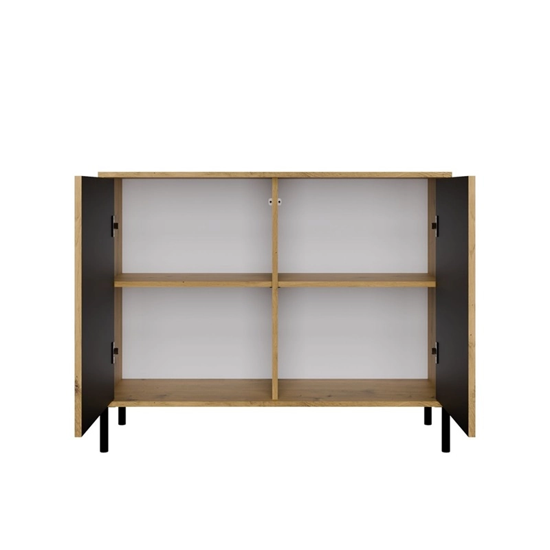 Credenza madia moderna 2 ante cannettato 103,5xH82,5 rovere nero Juca