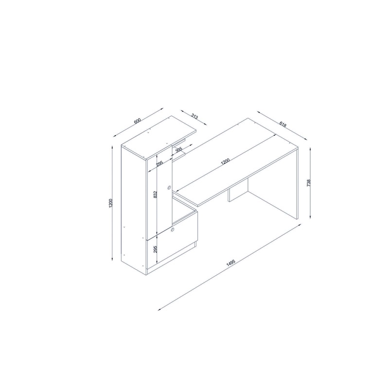 Scrivania moderna attrezzata libreria ufficio 150xH120 cm bianco Concept-S