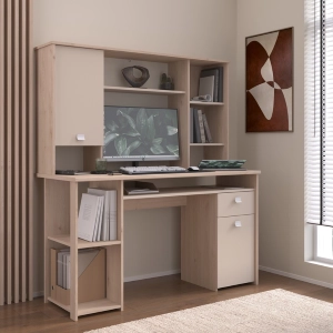 Scrivania attrezzata libreria moderna 138xH148 rovere beige Duna