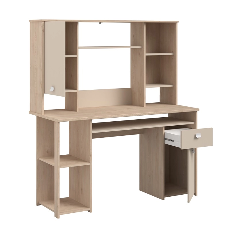 Scrivania attrezzata libreria moderna 138xH148 rovere beige Duna