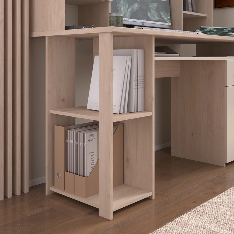 Scrivania attrezzata libreria moderna 138xH148 rovere beige Duna
