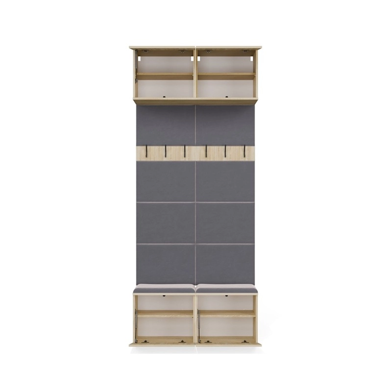 Mobile ingresso moderno 100xH238 cm appendiabiti cassapanca rovere antracite Berlino