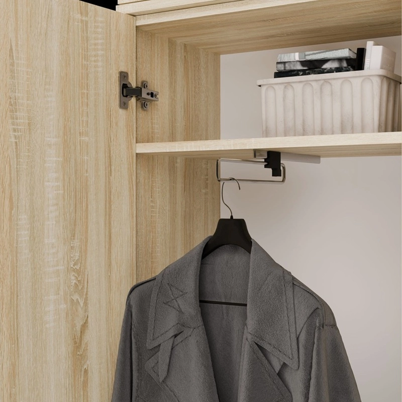 Mobile ingresso moderno 200xH238 cm specchio cassapanca rovere antracite Berlino