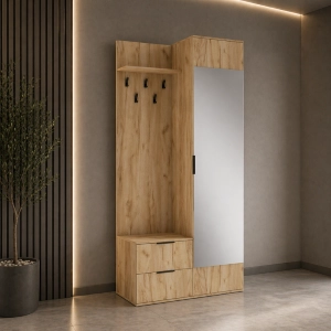 Mobile ingresso moderno 100 cm specchio appendiabiti rovere Nivea