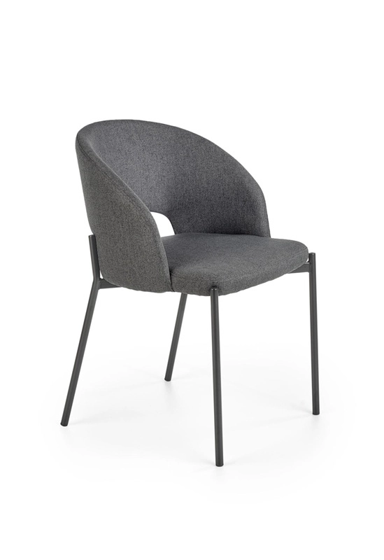Sedia poltroncina imbottita da pranzo moderna tessuto metallo grigio tortora Sierra