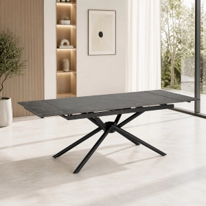 Tavolo allungabile moderno da pranzo 160/220 marmo nero Nuvia