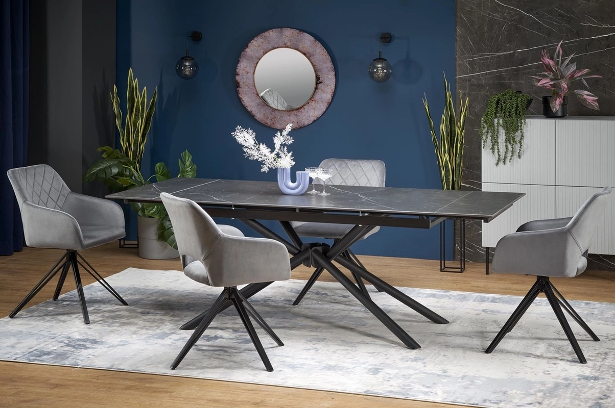 Tavolo allungabile moderno da pranzo 160/220 marmo nero Nuvia
