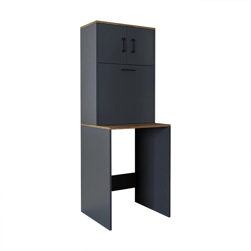 Mobile lavatrice lavanderia 1 cesto portabiancheria 65xH180 antracite rovere Goccia