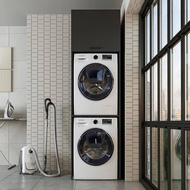 Mobile lavatrice asciugatrice lavanderia con anta 67xH231 antracite Clean