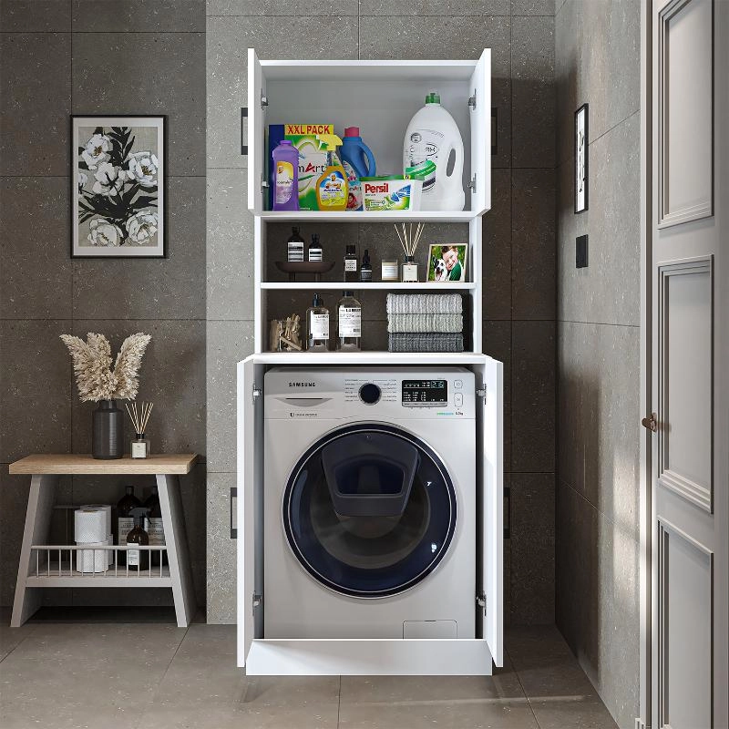 Mobile lavatrice moderno chiuso pensile 70xH180 bianco Easywash