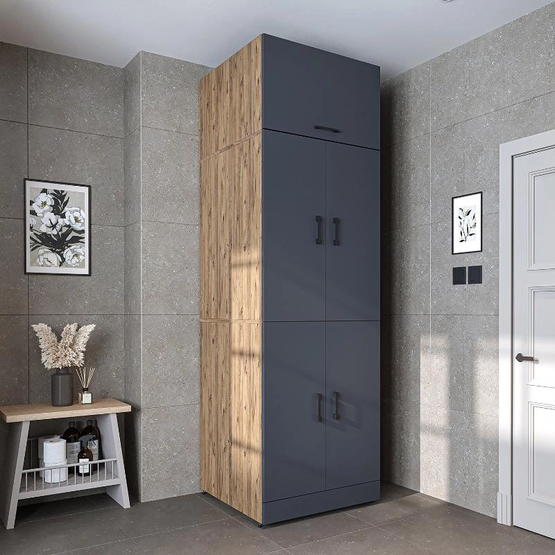 Mobile lavatrice asciugatrice armadio chiuso 70xH230 rovere antracite Clean-2
