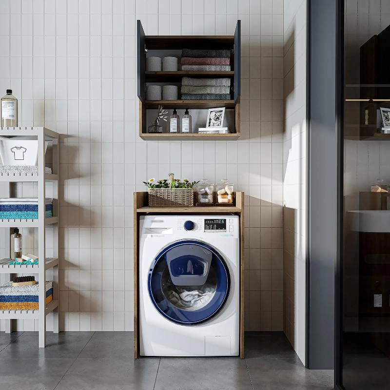 Mobile coprilavatrice moderno con pensile 65 cm rovere antracite Nova
