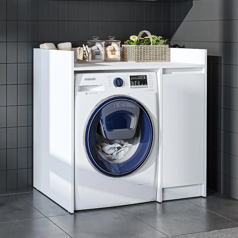 Mobile lavatrice con mobiletto reversibile 1 anta 100xH99 cm bianco Lavos