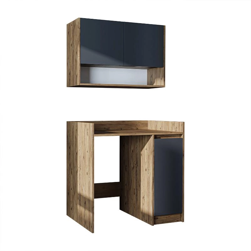 Mobile coprilavatrice moderno con mobiletto reversibile pensile sospeso 100 cm rovere antracite Nova