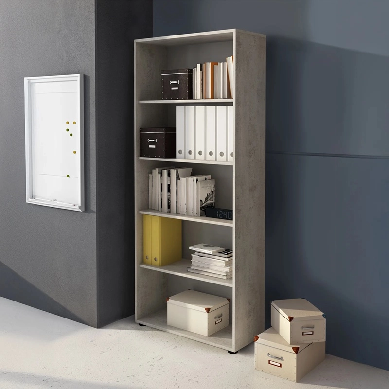 Arredo ufficio moderno completo 2 postazioni bianco grigio cemento Lux-10