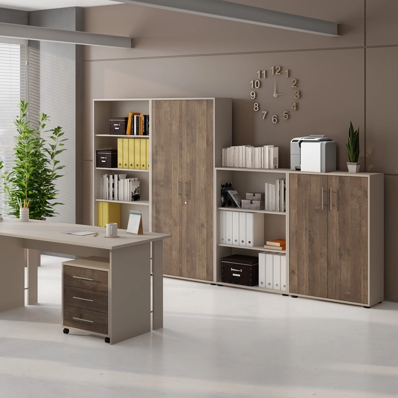 Libreria ufficio 2 ripiani moderna 78xH118 noce beige cashmere Lux