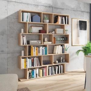 Libreria moderna a parete soggiorno 160xH191 rovere Aro