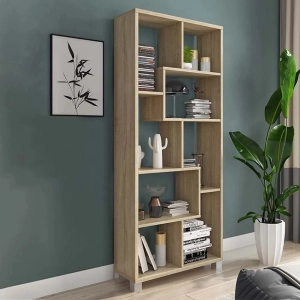Libreria moderna a parete soggiorno reversibile 68xH161 rovere Tao