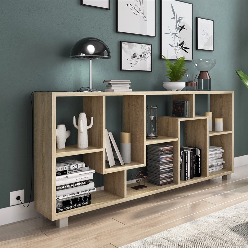 Libreria moderna a parete soggiorno reversibile 68xH161 rovere Tao