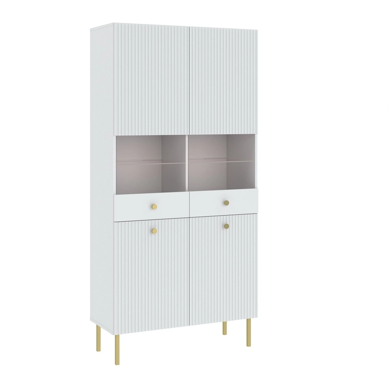 Vetrina vetrinetta moderna soggiorno 91xH193 bianco Gulia