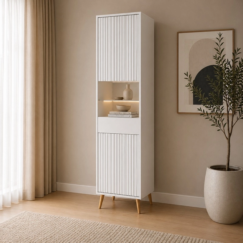 Vetrina vetrinetta moderna soggiorno 47xH193 bianco Elisir