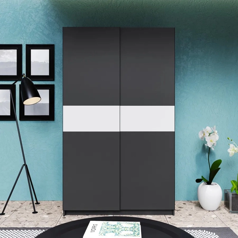 Armadio ante scorrevoli moderno 120xH205 antracite bianco Fusion