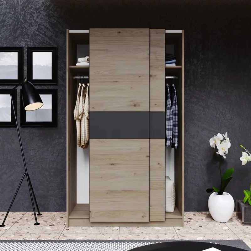 Armadio ante scorrevoli moderno 120xH205 rovere antracite Fusion