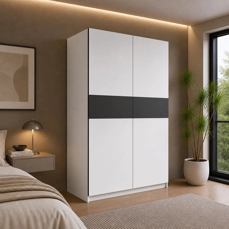 Armadio ante scorrevoli moderno 150xH205 bianco antracite Fusion