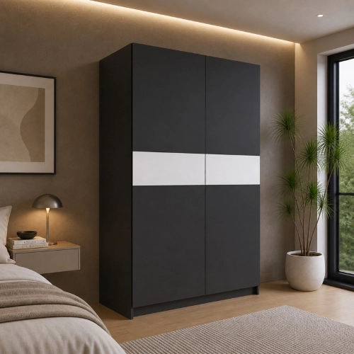 Armadio ante scorrevoli moderno 150xH205 antracite bianco Fusion