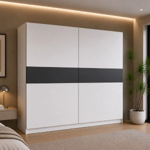 Armadio ante scorrevoli moderno 200xH205 bianco antracite Fusion