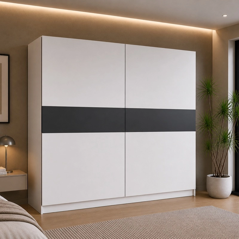 Armadio ante scorrevoli moderno 200xH205 bianco antracite Fusion
