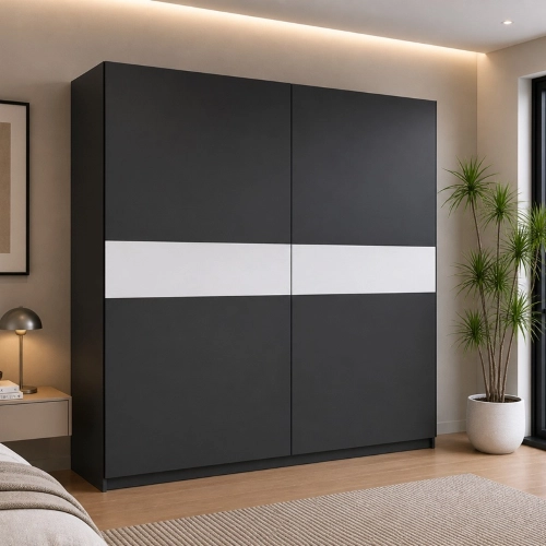 Armadio ante scorrevoli moderno 200xH205 antracite bianco Fusion